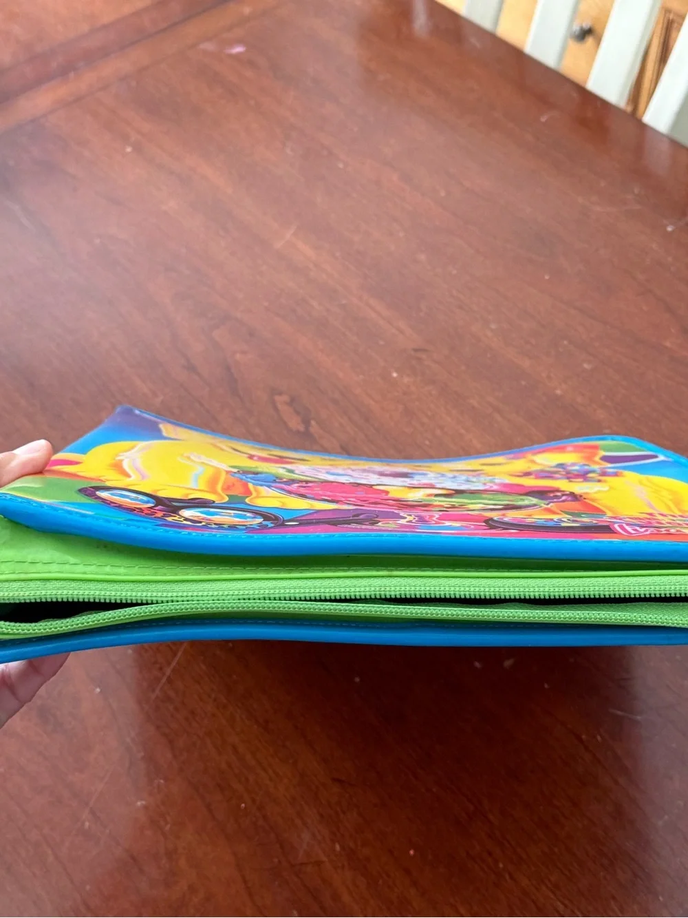 Vintage rare Lisa Frank Bright golden retriever Puppy Ice Cream Zip Binder